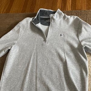 Vineyard Vines Gray Quarter Zip with Navy Whale